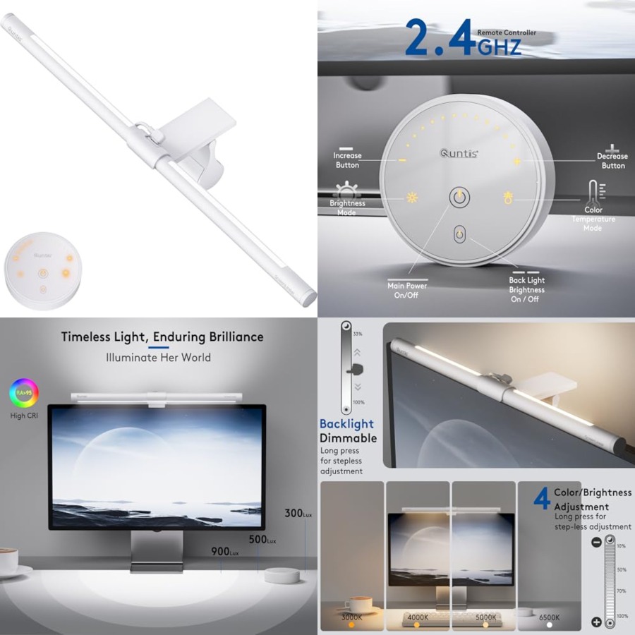 Desk Setup No Monitor - Monitor Light Bar with Remote, Eye-Care