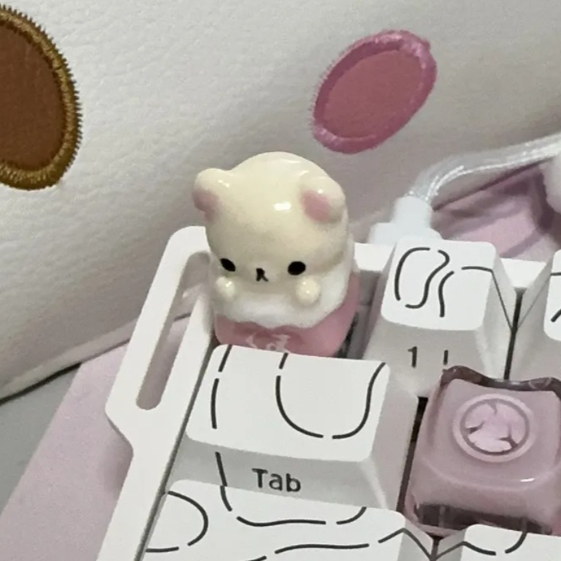 Desk Setup Essentials - Kawaii Rilakkuma Keycaps Relax Bear Artisan