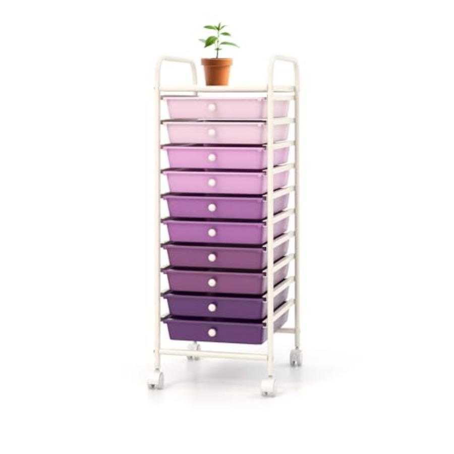 Drawer Organizer Bamboo - Storage Cart, Rolling Utility Cart with