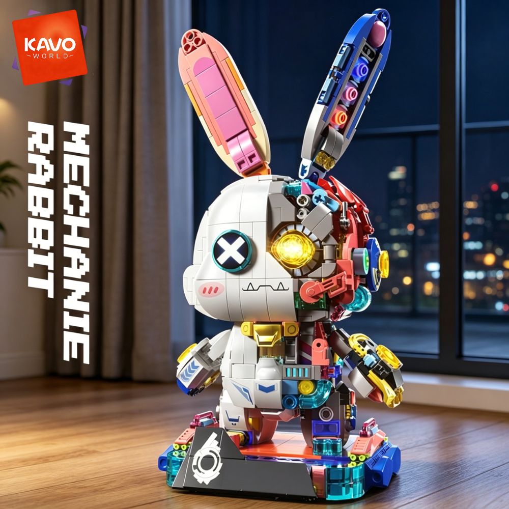 KAVOWORLD 1377PCS Robot Rabbit - Desk Setup Builder recension och pris