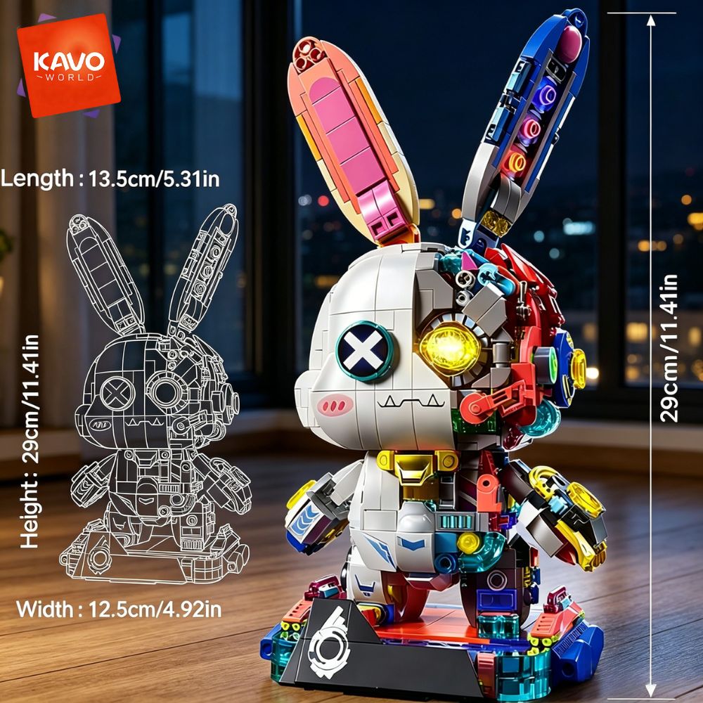 KAVOWORLD 1377PCS Robot Rabbit - Desk Setup Builder recension och pris