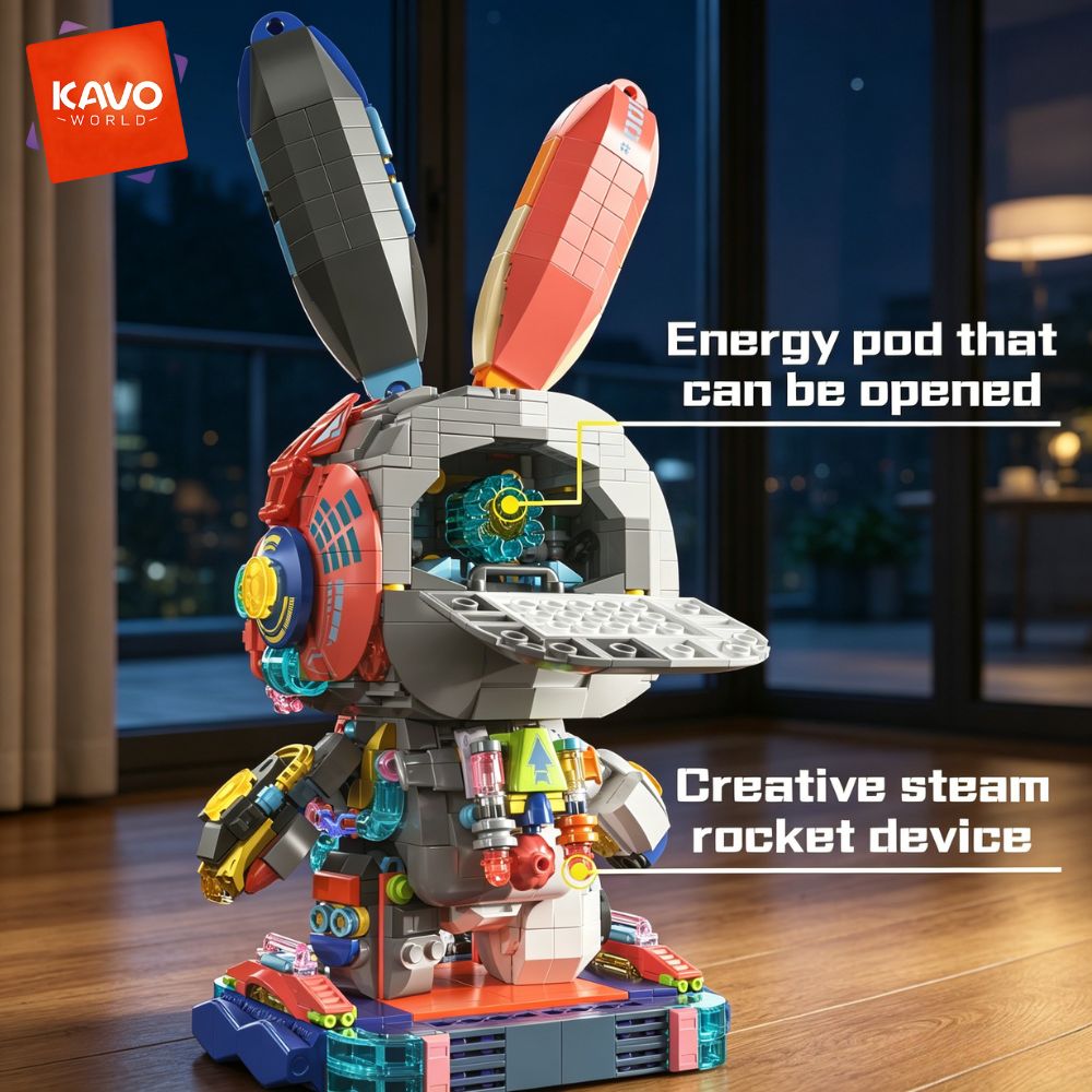 KAVOWORLD 1377PCS Robot Rabbit - Desk Setup Builder recension och pris