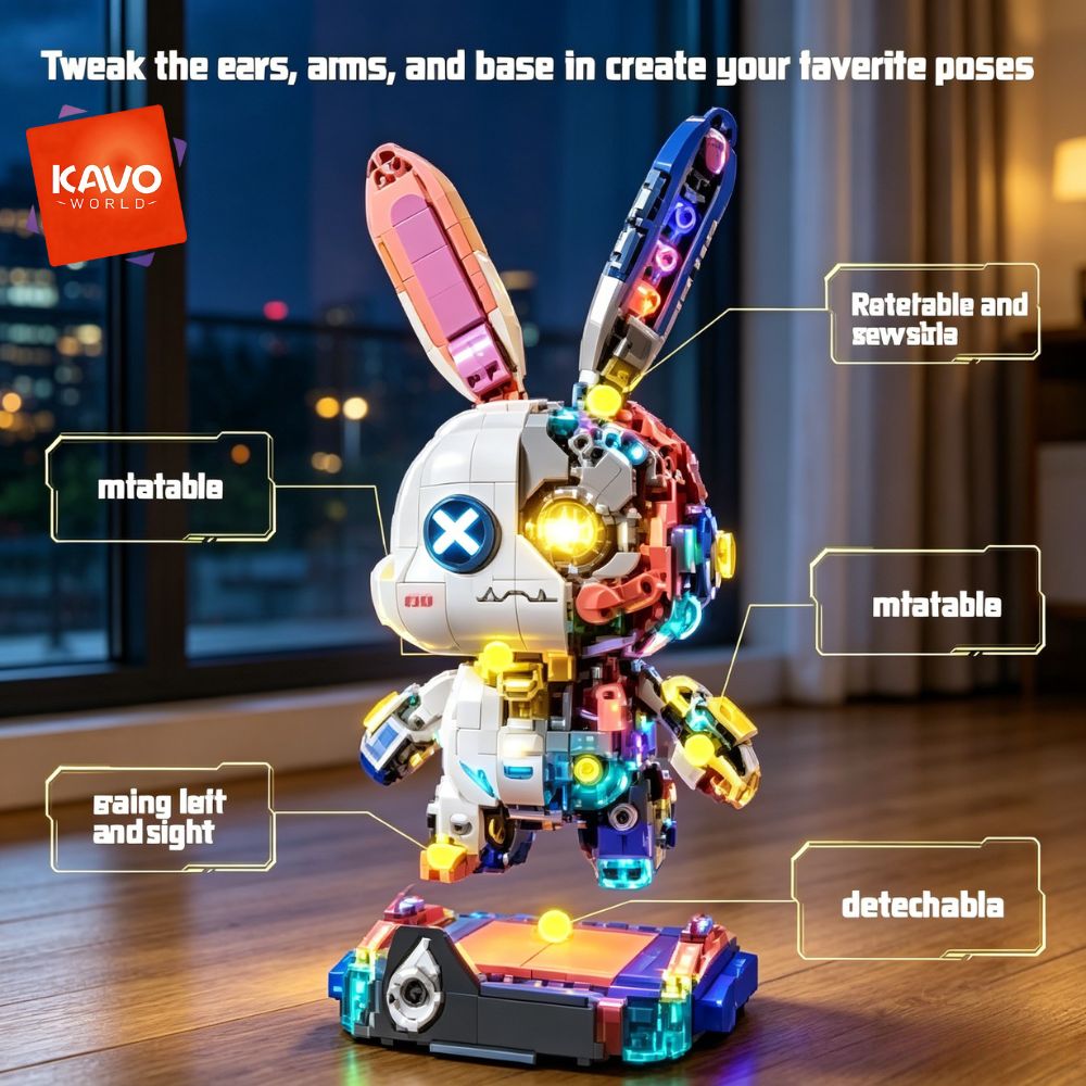 KAVOWORLD 1377PCS Robot Rabbit - Desk Setup Builder recension och pris