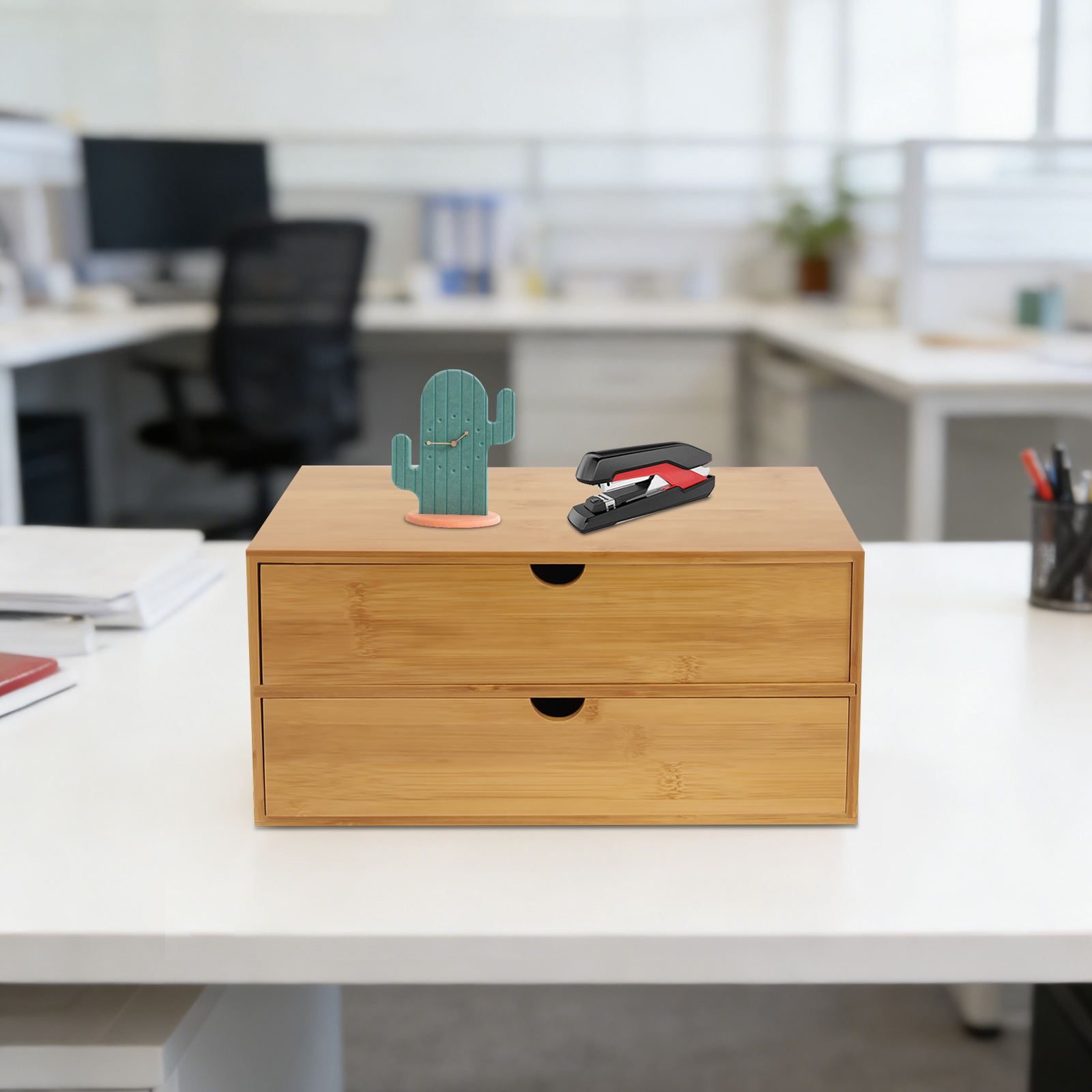 Desk Organizer, 2-Drawer Offic - Drawer Organizer Bamboo recension och pris