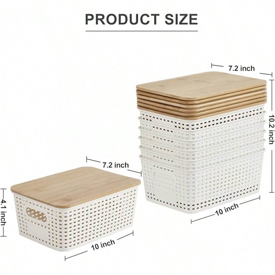 6 Pack Stackable Storage Bins  - Drawer Organizer Bamboo recension och pris