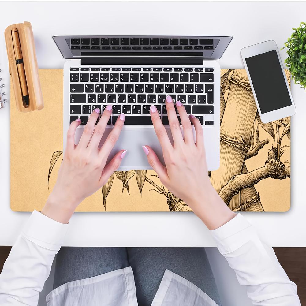 HYBXAXC Bamboo Line Art Mouse  - Desk Setup Beige recension och pris