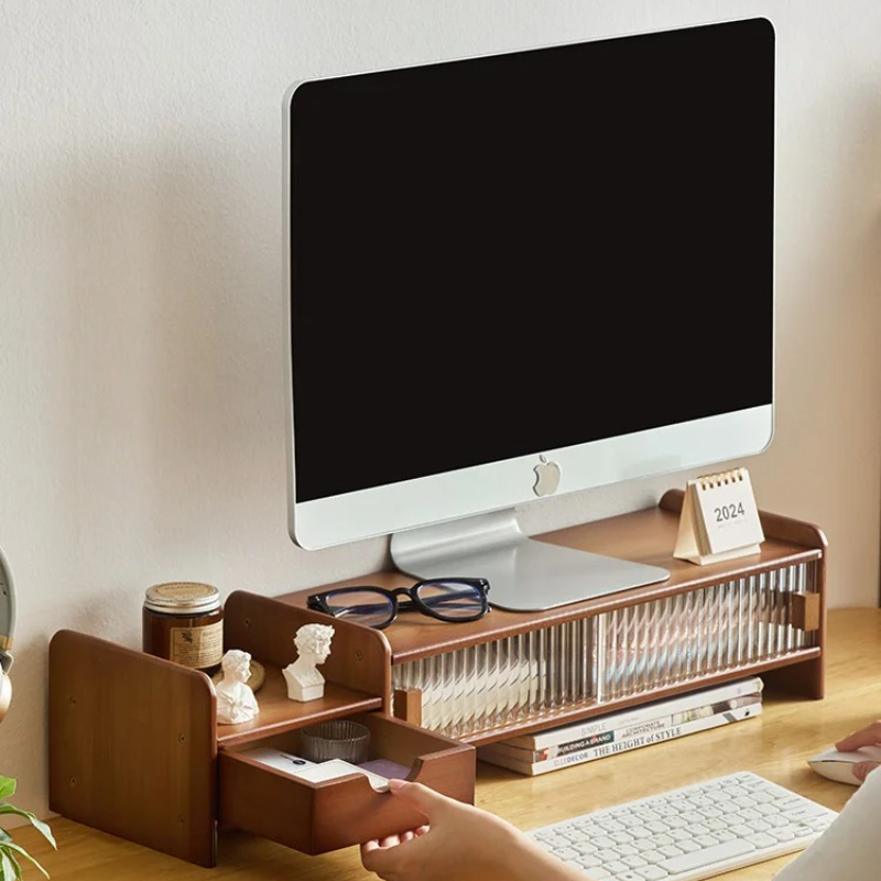 ‌Monitor Stand with Drawer-Adj - Drawer Organizer Bamboo recension och pris