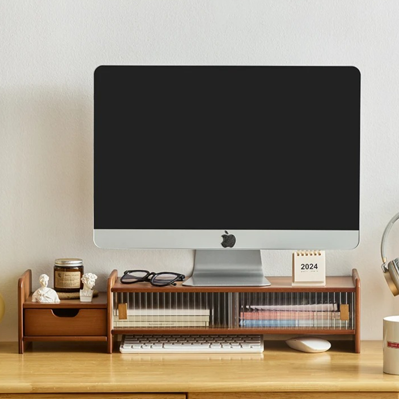 ‌Monitor Stand with Drawer-Adj - Drawer Organizer Bamboo recension och pris