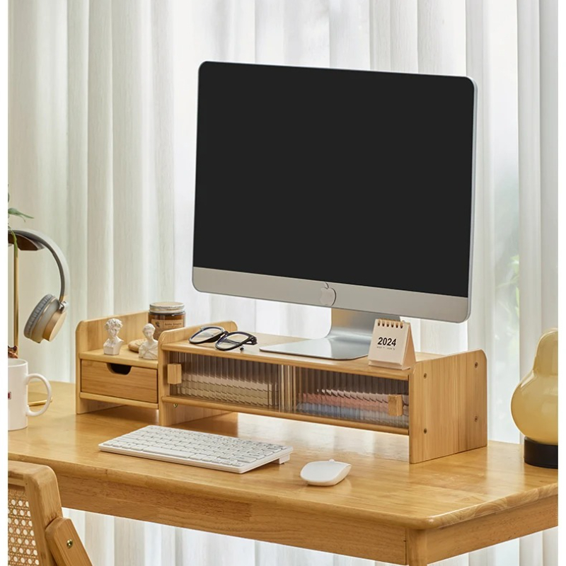 ‌Monitor Stand with Drawer-Adj - Drawer Organizer Bamboo recension och pris
