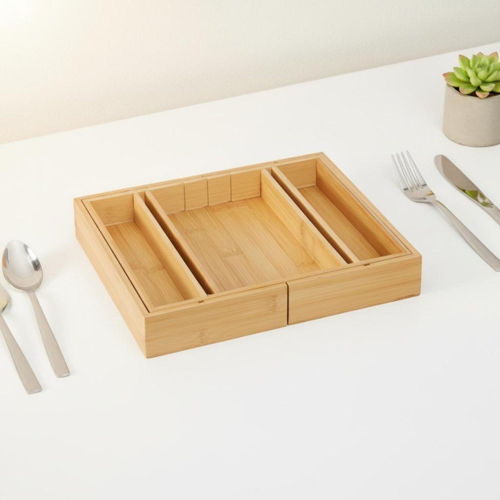 Adjustable Bamboo Utensil Draw - Drawer Organizer Bamboo recension och pris