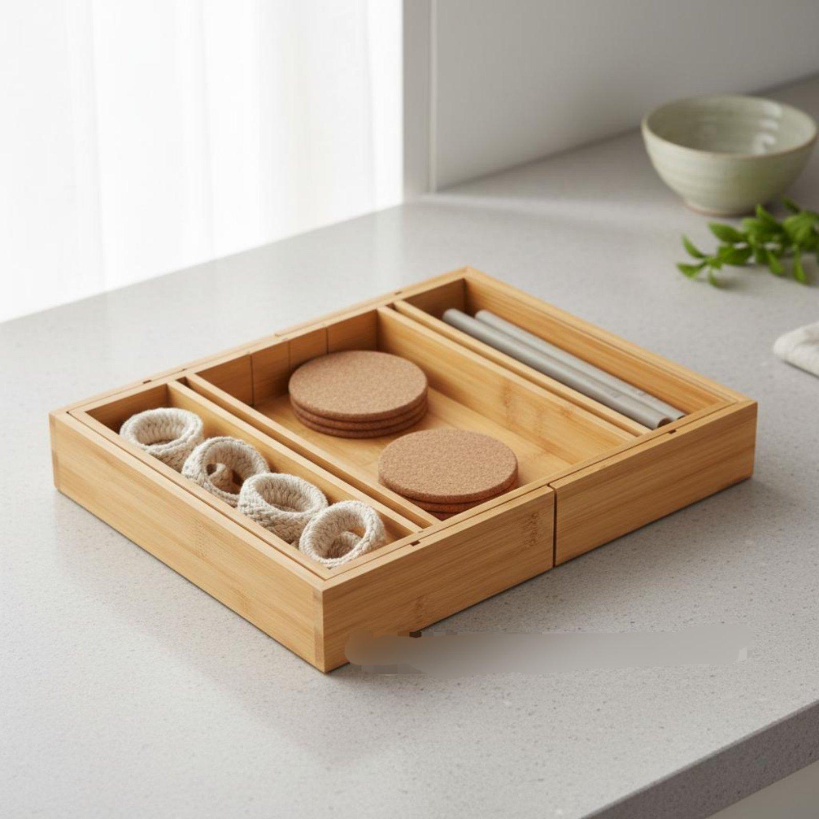 Adjustable Bamboo Utensil Draw - Drawer Organizer Bamboo recension och pris