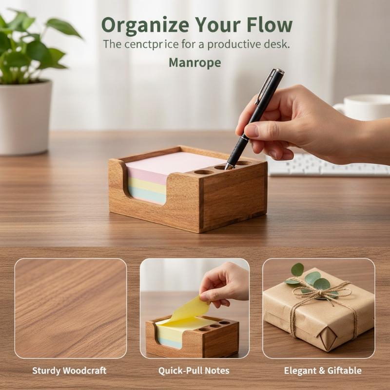 Minimalist Wooden Desk Organiz - Sticky Memo Holder recension och pris