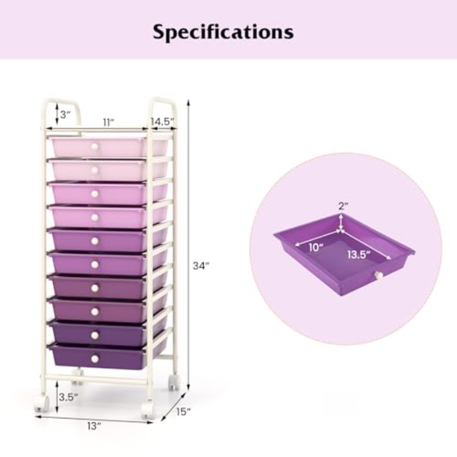 Storage Cart, Rolling Utility  - Drawer Organizer Bamboo recension och pris