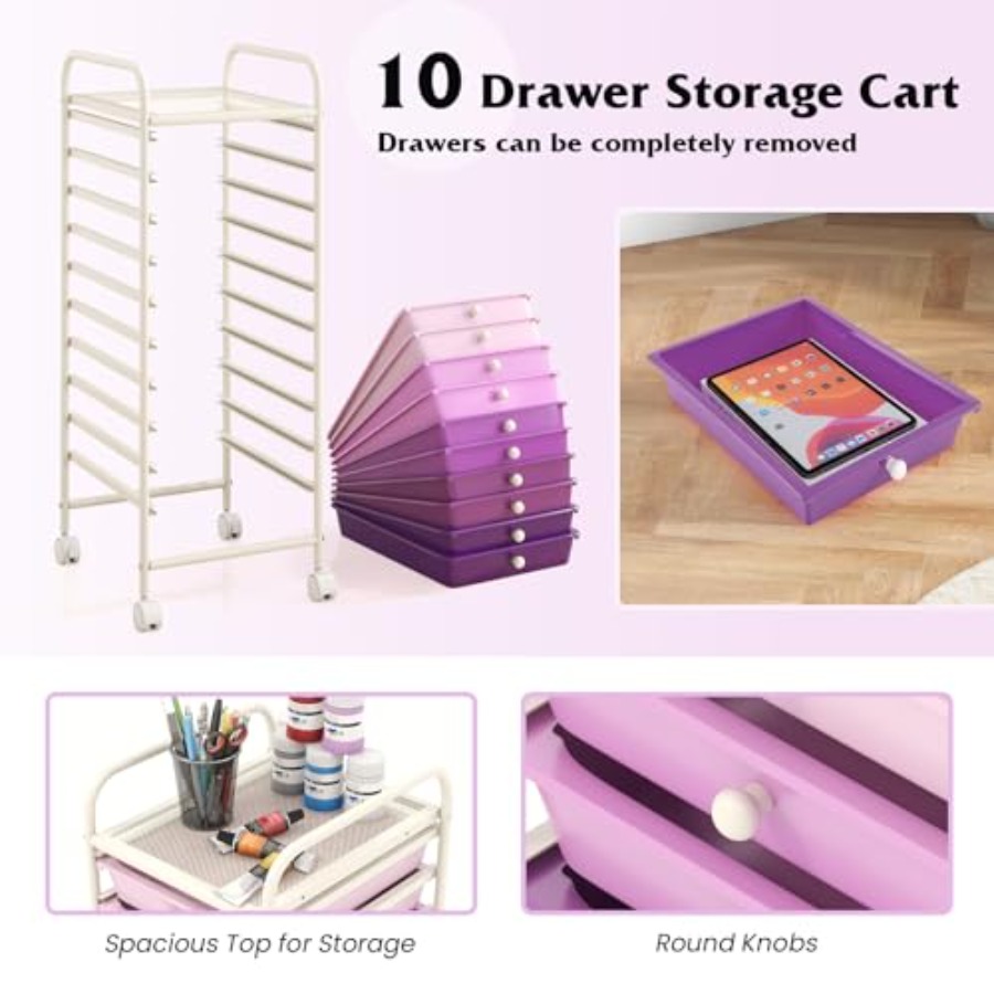 Storage Cart, Rolling Utility  - Drawer Organizer Bamboo recension och pris