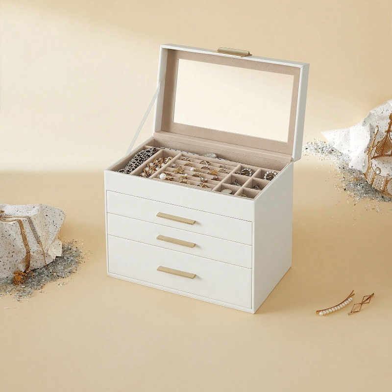 Upgraded 4-Layer Jewelry Stora - Drawer Organizer Bamboo recension och pris