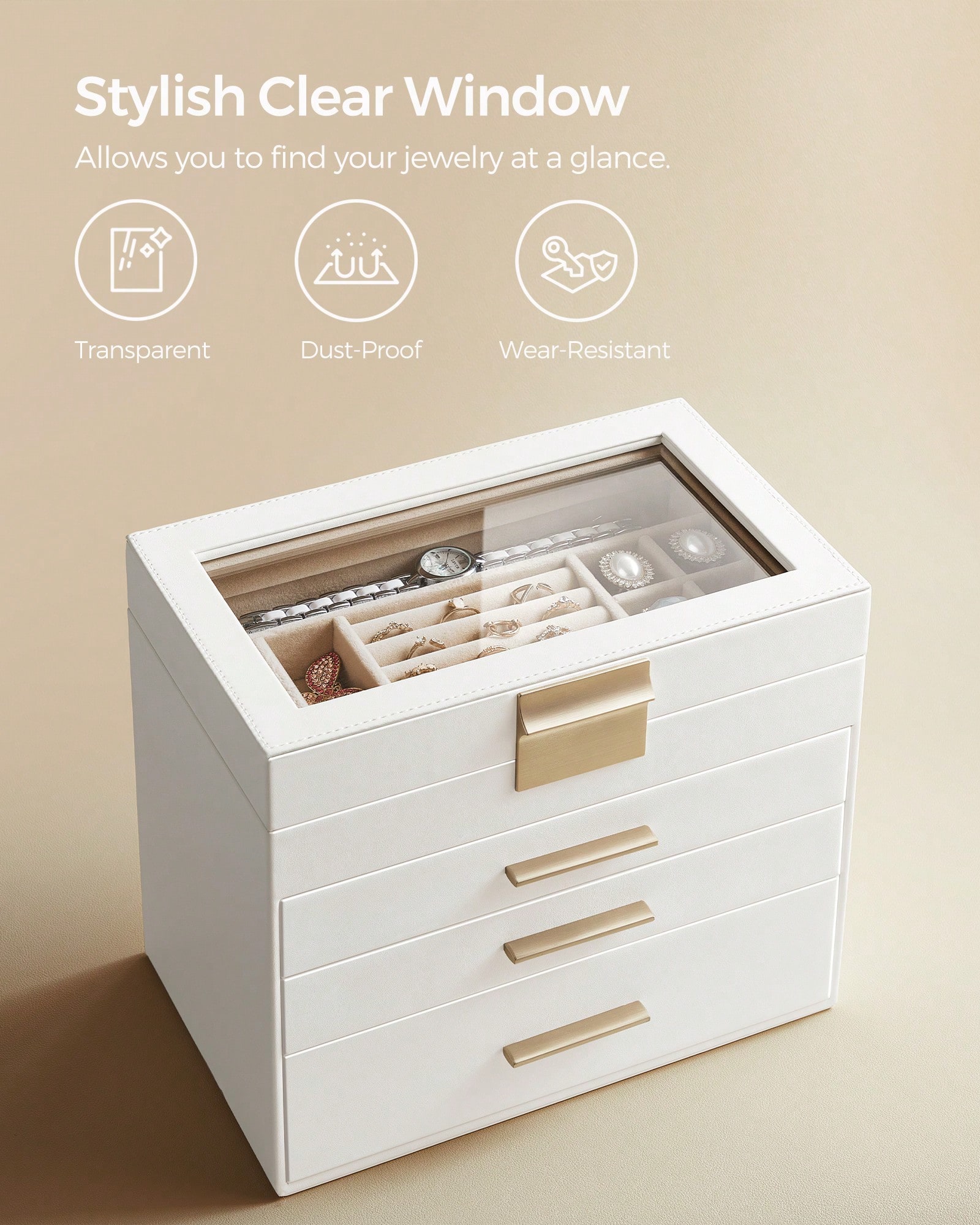 Upgraded 4-Layer Jewelry Stora - Drawer Organizer Bamboo recension och pris