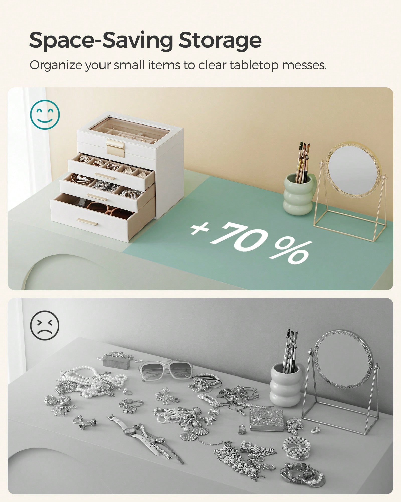 Upgraded 4-Layer Jewelry Stora - Drawer Organizer Bamboo recension och pris
