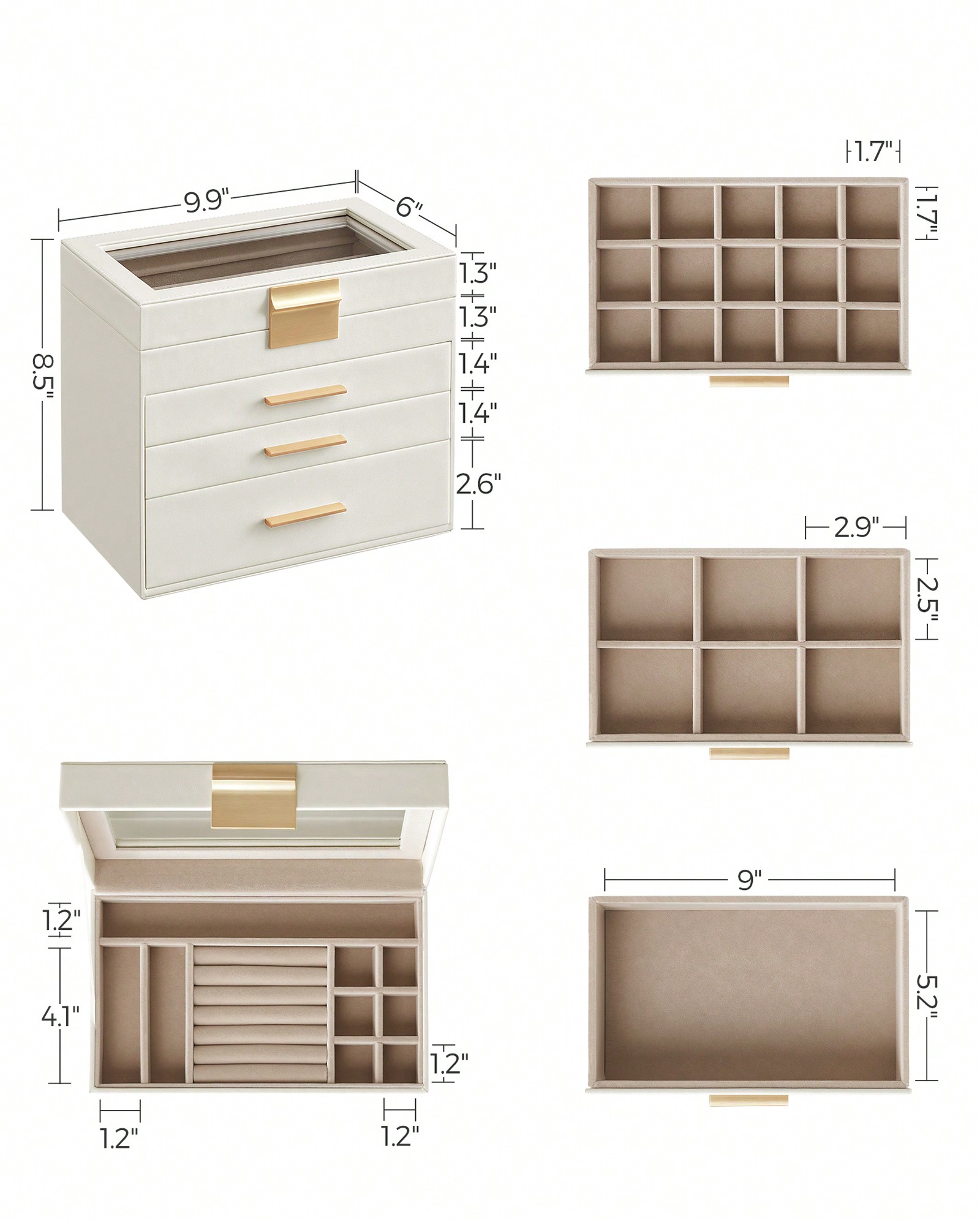 Upgraded 4-Layer Jewelry Stora - Drawer Organizer Bamboo recension och pris