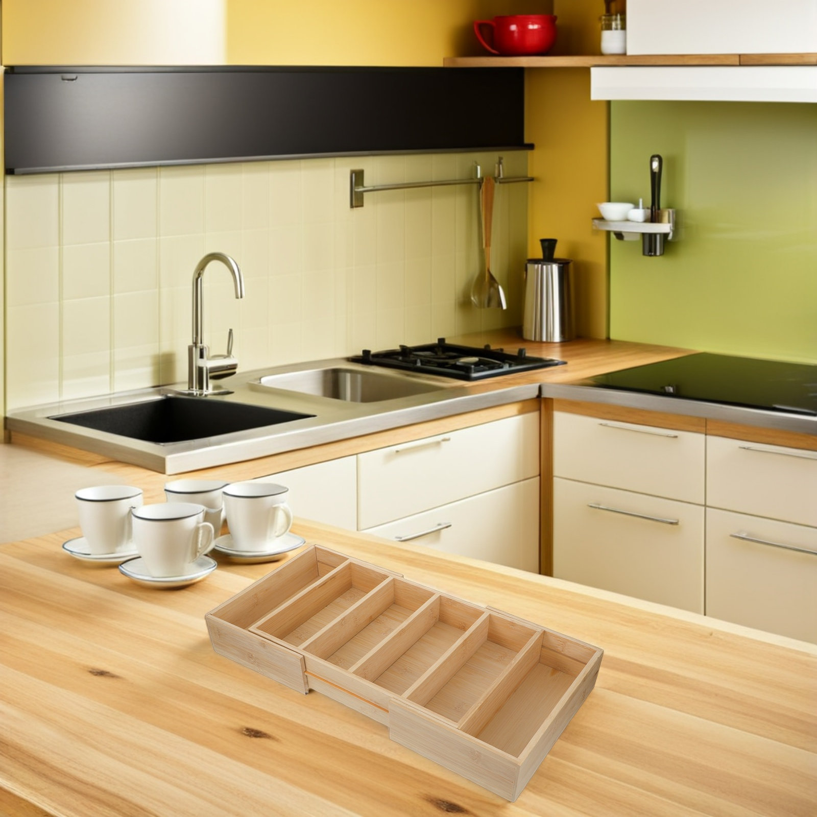 Bamboo Expandable Shelf Organi - Drawer Organizer Bamboo recension och pris