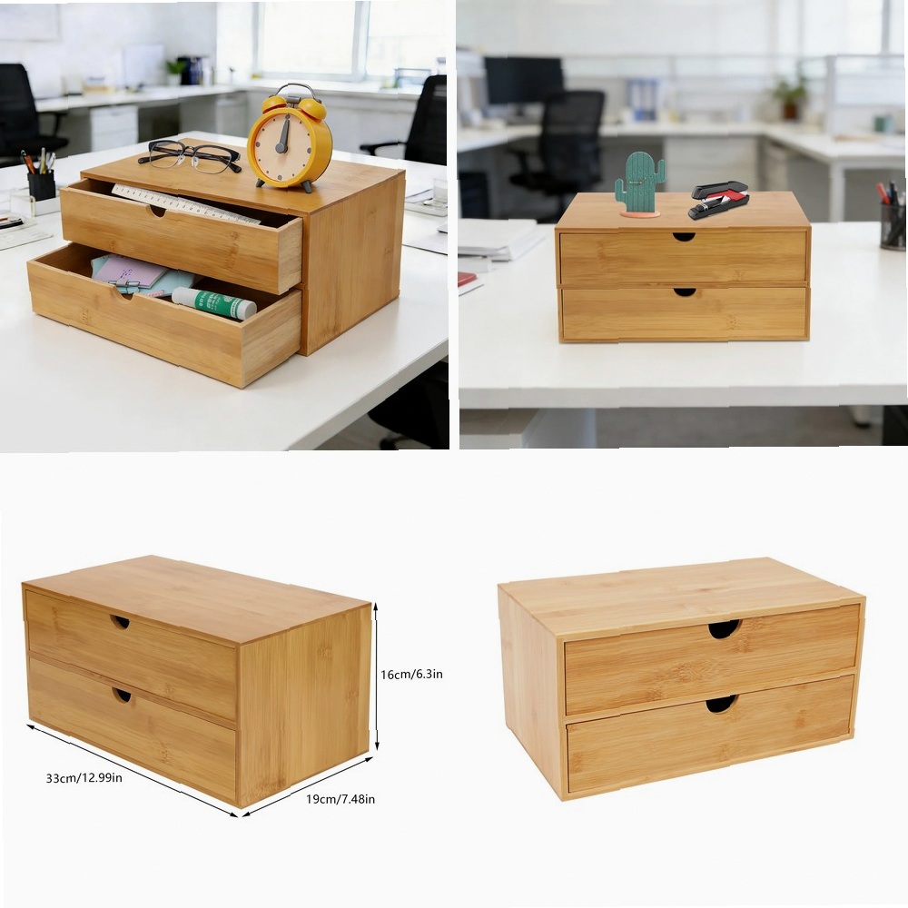 Desk Organizer, 2-Drawer Offic - Drawer Organizer Bamboo recension och pris