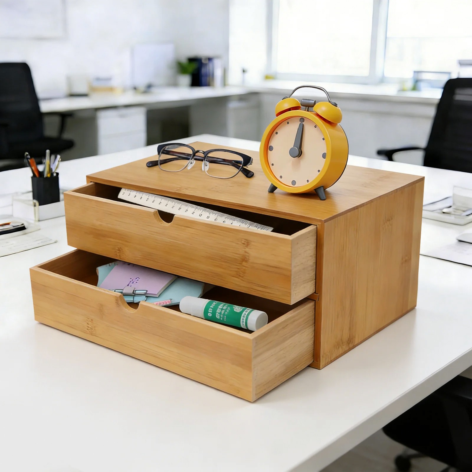 Desk Organizer, 2-Drawer Offic - Drawer Organizer Bamboo recension och pris