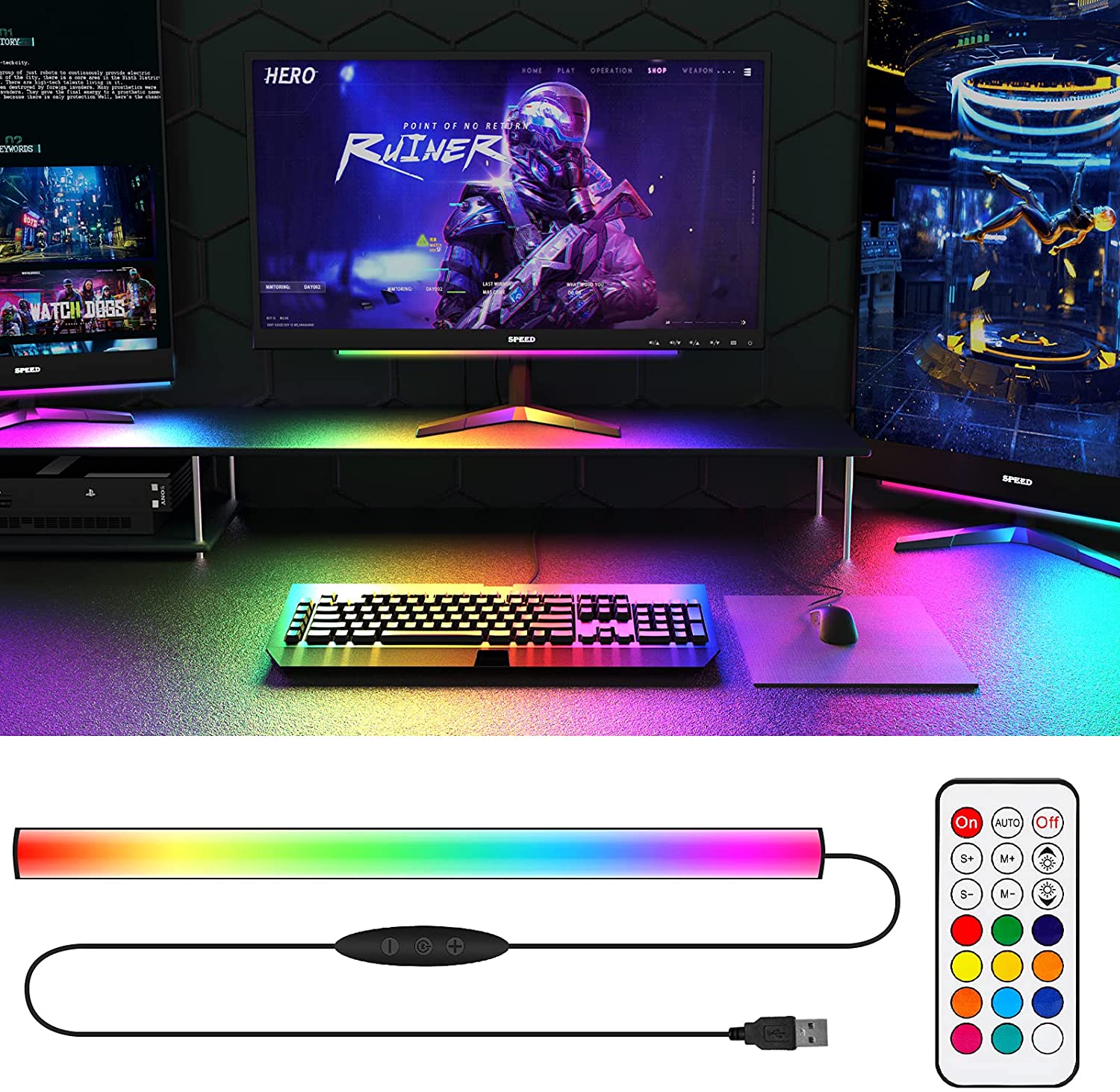 Under Monitor Light Bar RGB Dr - Desk Setup No Monitor recension och pris