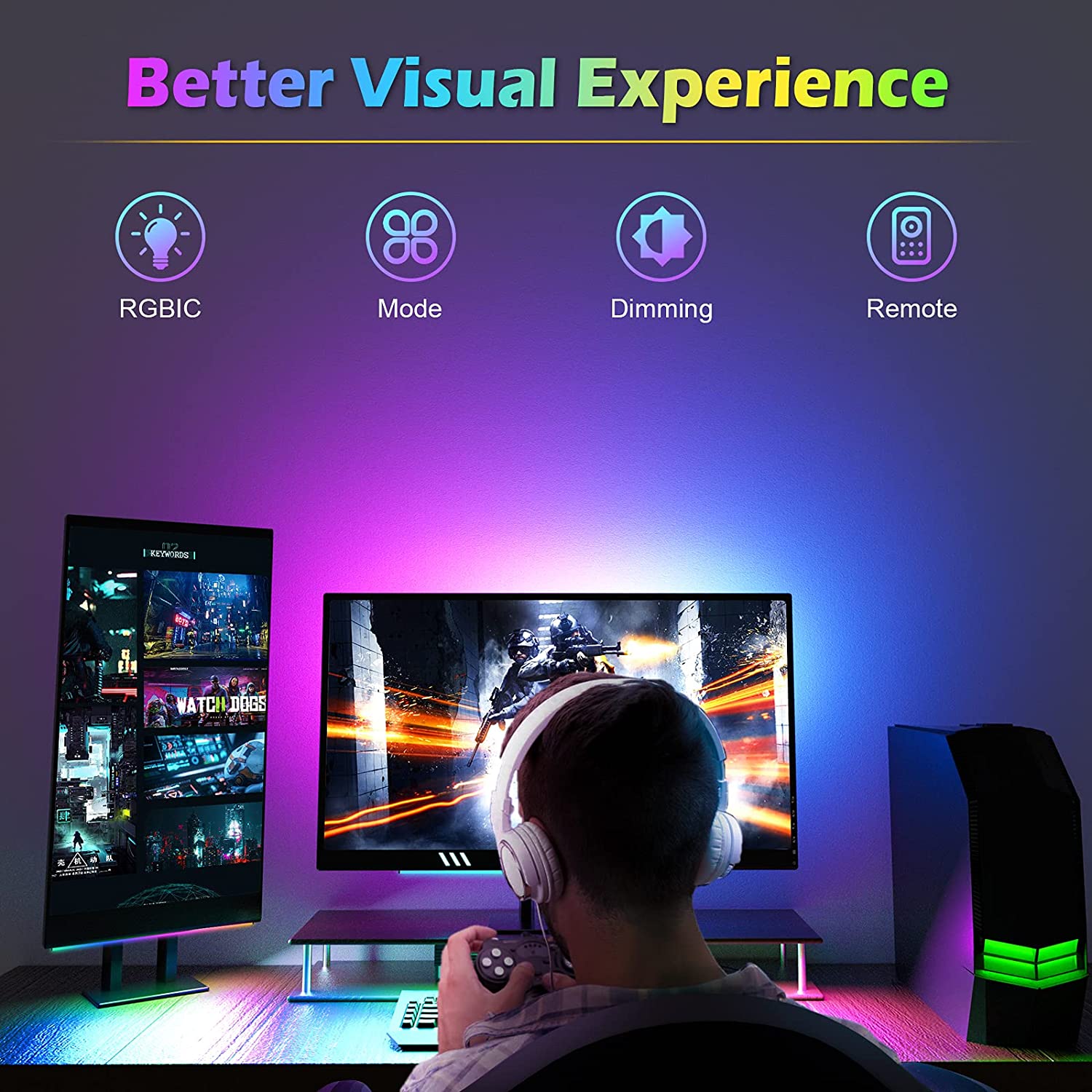 Under Monitor Light Bar RGB Dr - Desk Setup No Monitor recension och pris